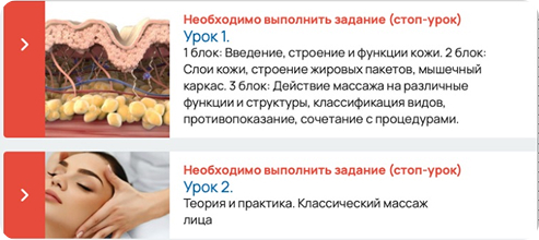 Курс разбит на уроки, к которым прилагаются тестовые задания по изученному материалу