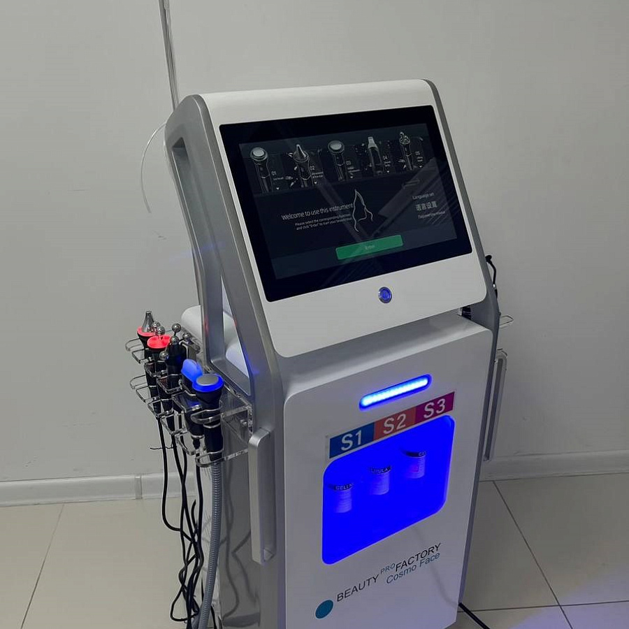 Комбайн косметологический CosmoFace 10 в 1: газожидкостный пилинг, гидропилинг, УЗ-чистка, УЗ-фонофорез, микротоки, биполярный RF-лифтинг, крио-молоточек, массаж гуаша, кислородная процедура (пр-во Бьюти ПроФактори) 